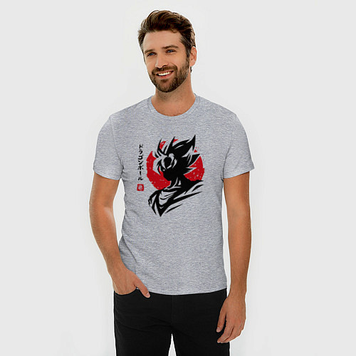 Мужская slim-футболка Жемчуг Дракона - Сон Гоку - Hero / Меланж – фото 3