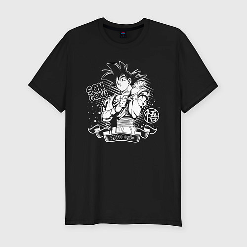 Мужская slim-футболка Son Goku - character - Dragon Ball / Черный – фото 1