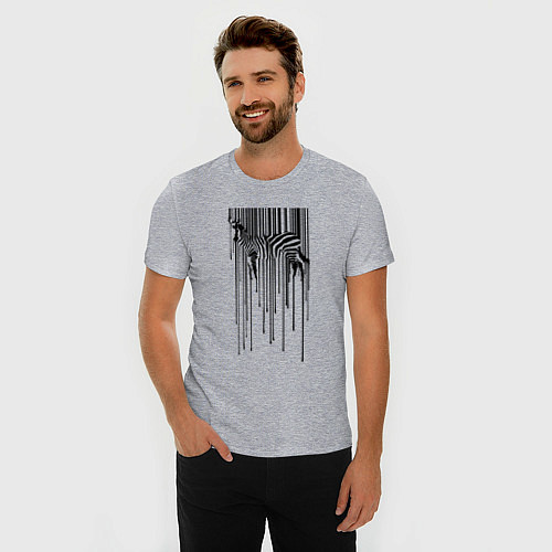 Мужская slim-футболка Зебра - штрих код / Меланж – фото 3