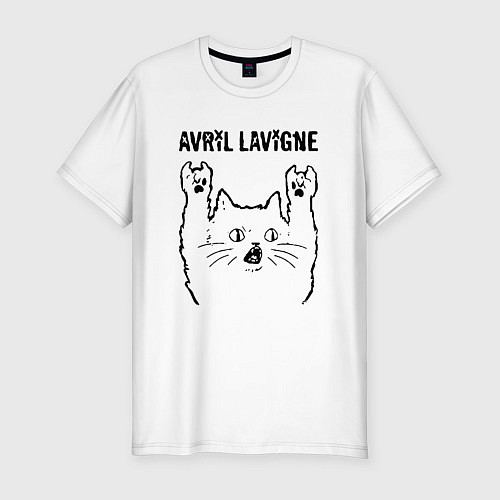 Мужская slim-футболка Avril Lavigne - rock cat / Белый – фото 1