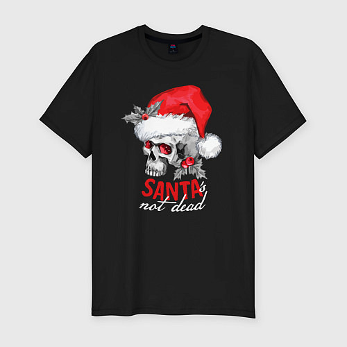 Мужская slim-футболка Santa is not dead / Черный – фото 1