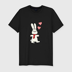 Мужская slim-футболка Кролик с сердечками