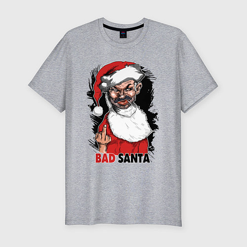 Мужская slim-футболка Bad Santa, fuck you / Меланж – фото 1