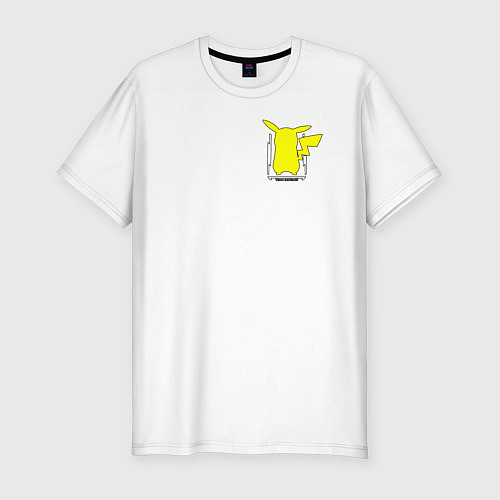 Мужская slim-футболка Пикачу маленькое лого! / Белый – фото 1