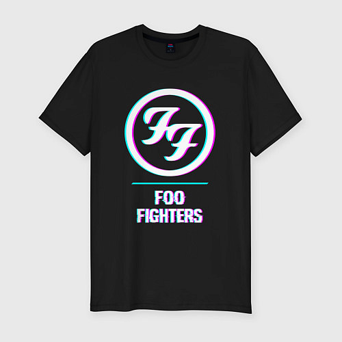 Мужская slim-футболка Foo Fighters glitch rock / Черный – фото 1