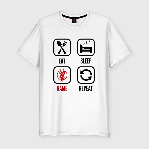 Мужская slim-футболка Eat - sleep - Dead Space - repeat / Белый – фото 1