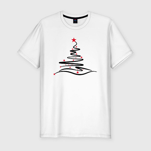Мужская slim-футболка Стильная Новогодняя Ёлка / Белый – фото 1