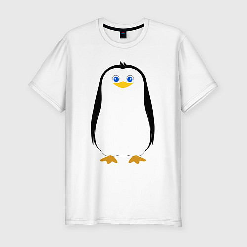 Мужская slim-футболка Красивый пингвин / Белый – фото 1
