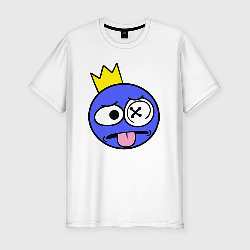 Мужская slim-футболка Радужные друзья Синий показывает язык / Белый – фото 1