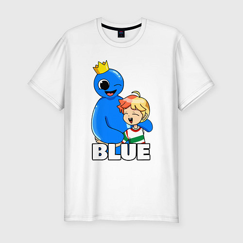 Мужская slim-футболка Радужные друзья Синий и малыш / Белый – фото 1