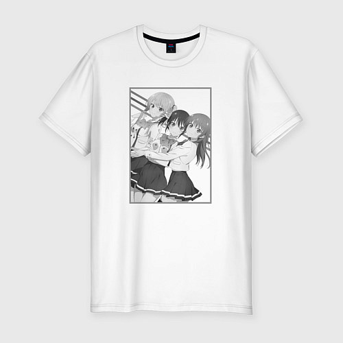 Мужская slim-футболка Нагиса с Рикой и Саки - Мои девушки / Белый – фото 1