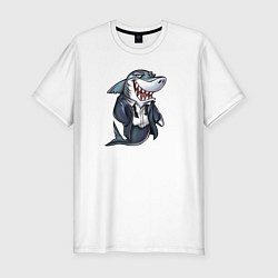 Футболка slim-fit Офисная акула, цвет: белый