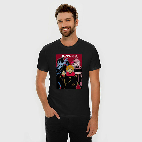 Мужская slim-футболка Человек-бензопила Chainsaw Man Аниме / Черный – фото 3