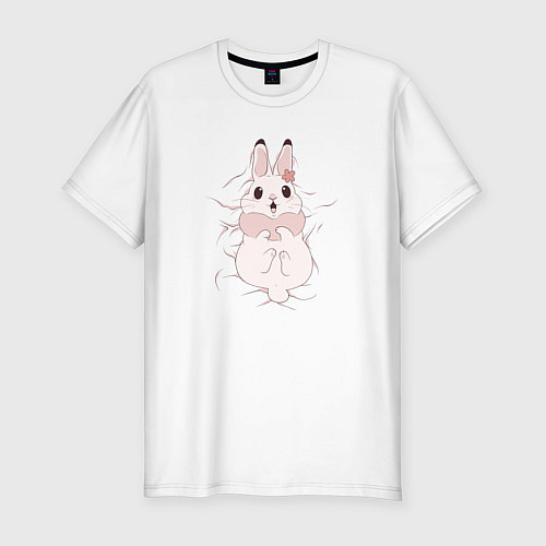 Мужская slim-футболка Cute white rabbit / Белый – фото 1