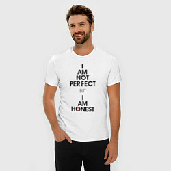 Футболка slim-fit I am not perfect - but I am honest, цвет: белый — фото 2