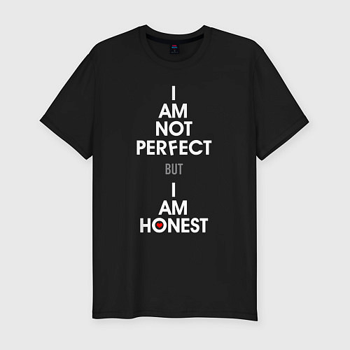 Мужская slim-футболка I am not perfect, I am honest / Черный – фото 1
