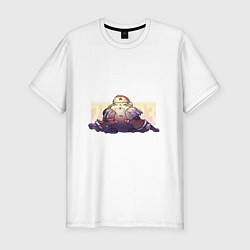 Мужская slim-футболка Заяц папа и детки