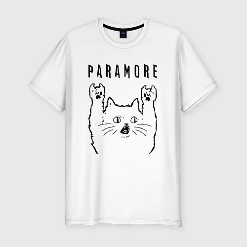 Мужская slim-футболка Paramore - rock cat / Белый – фото 1