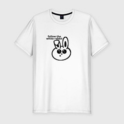 Мужская slim-футболка Следуй за круглым белым кроликом