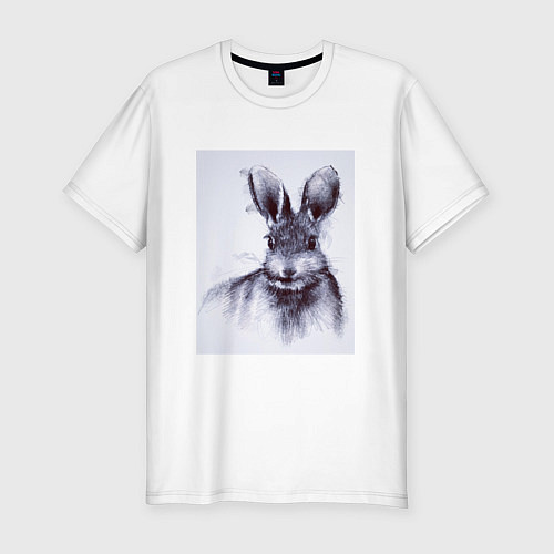 Мужская slim-футболка Rabbit symbol 2023 / Белый – фото 1