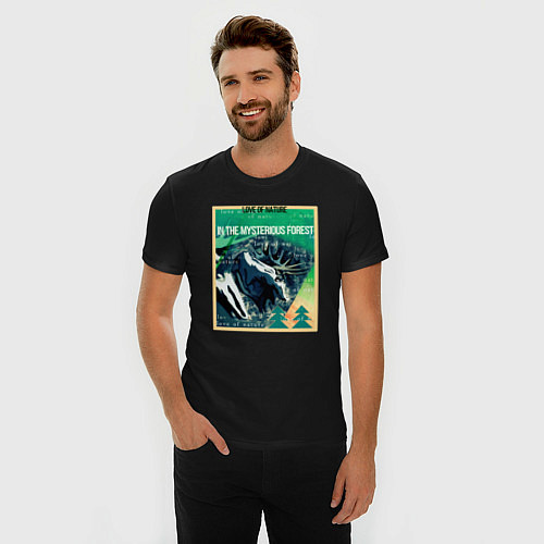 Мужская slim-футболка Love of nature / Черный – фото 3