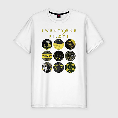 Мужская slim-футболка Twenty One Pilots коллаж / Белый – фото 1