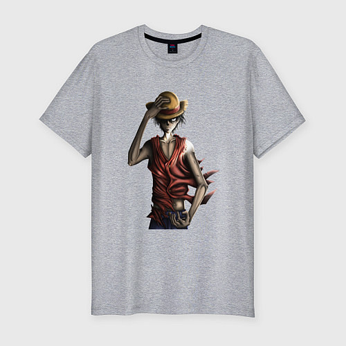 Мужская slim-футболка One piece d luffy / Меланж – фото 1