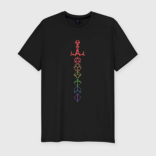 Мужская slim-футболка Rainbow Dice Sword / Черный – фото 1