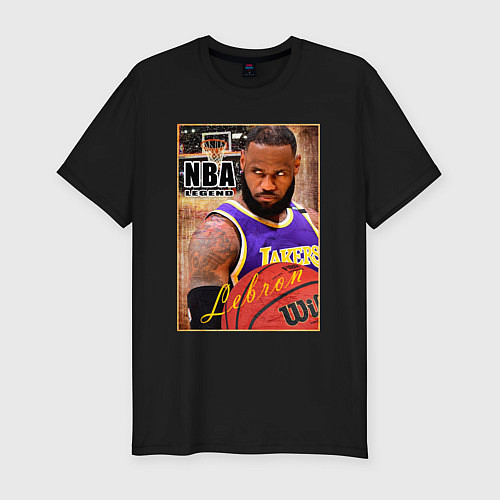 Мужская slim-футболка NBA легенды Леброн Джеймс / Черный – фото 1