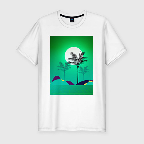 Мужская slim-футболка Palms space / Белый – фото 1