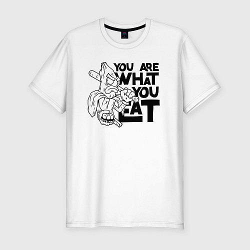 Мужская slim-футболка Ты то , что ешь / Белый – фото 1