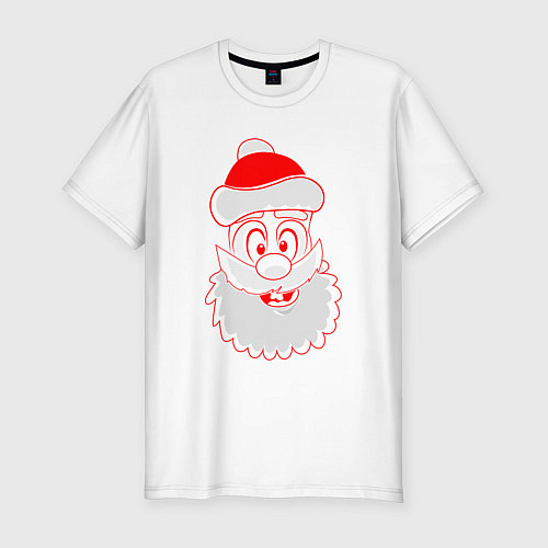 Мужская slim-футболка Лицо Деда Мороза / Белый – фото 1