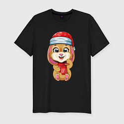 Мужская slim-футболка Новогодний зайка 2023