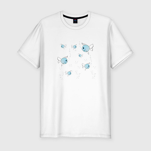 Мужская slim-футболка Весёлые рыбки / Белый – фото 1