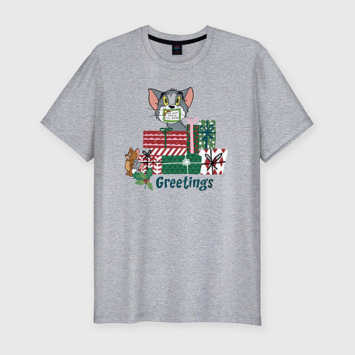 Мужская slim-футболка Creetings / Меланж – фото 1