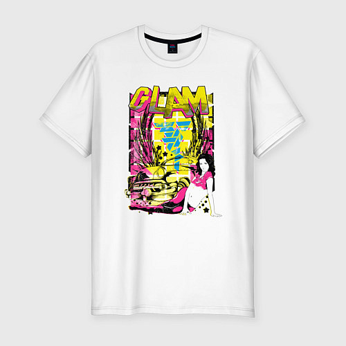 Мужская slim-футболка Девушка гламур / Белый – фото 1