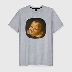Мужская slim-футболка Картина ренессанса - смеющийся мальчик