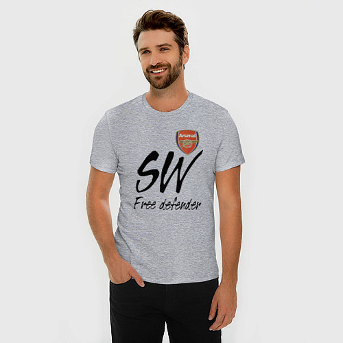 Мужская slim-футболка Arsenal - sweeper - England - London / Меланж – фото 3