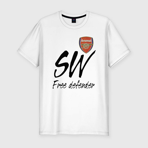 Мужская slim-футболка Arsenal - sweeper - England - London / Белый – фото 1