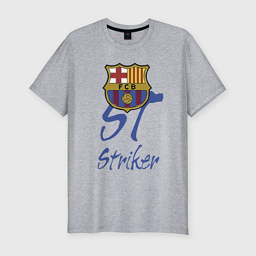 Мужская slim-футболка Barcelona - Spain - striker / Меланж – фото 1