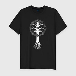 Мужская slim-футболка Руны девяти миров - Иггдрасиль