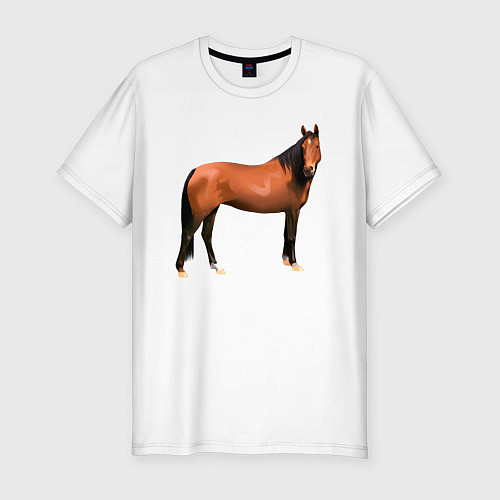 Мужская slim-футболка Теплокровная лошадка / Белый – фото 1