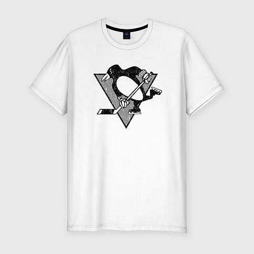 Мужская slim-футболка Питтсбург Пингвинз серый / Белый – фото 1
