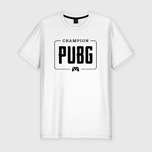 Мужская slim-футболка PUBG gaming champion: рамка с лого и джойстиком / Белый – фото 1