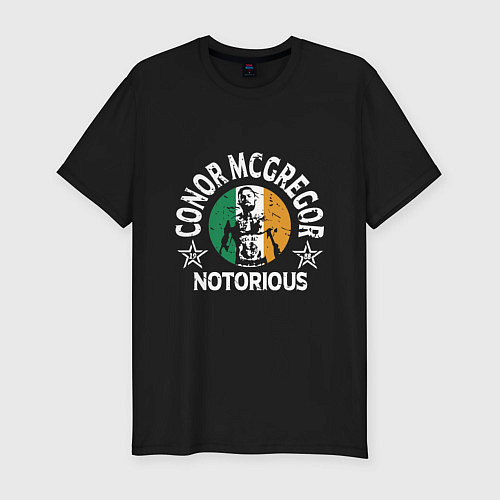 Мужская slim-футболка Конор - Ирландия / Черный – фото 1