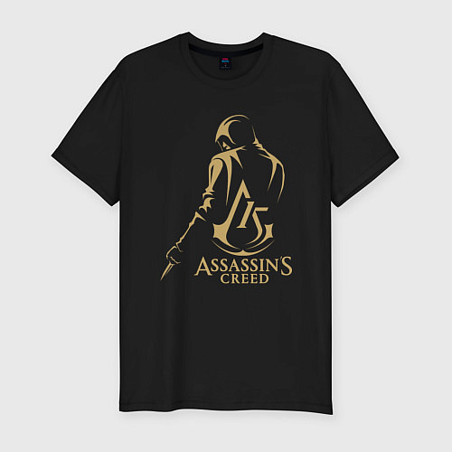 Мужская slim-футболка Assassins creed 15 лет / Черный – фото 1