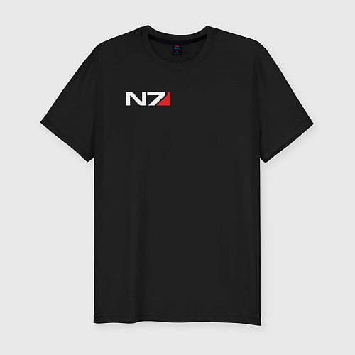 Мужская slim-футболка Логотип N7 / Черный – фото 1