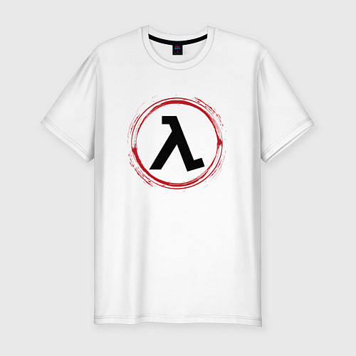 Мужская slim-футболка Символ Half-Life и красная краска вокруг / Белый – фото 1