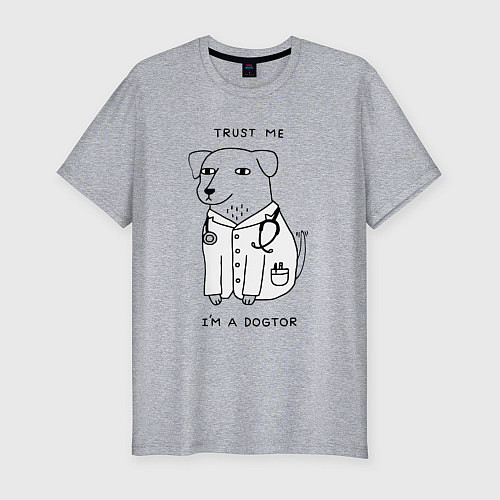 Мужская slim-футболка Trust me im a dogtor / Меланж – фото 1