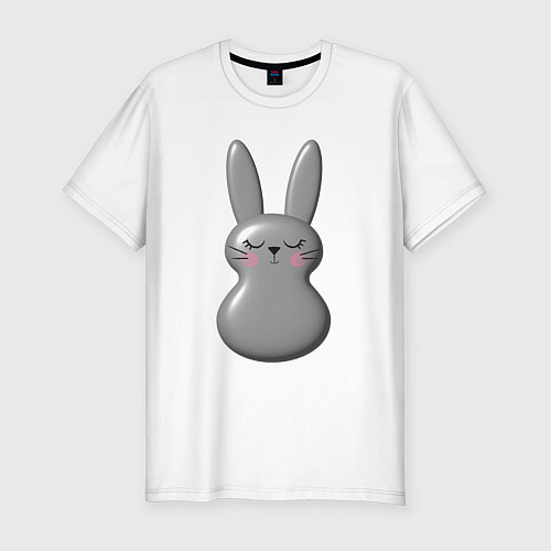 Мужская slim-футболка Чёрный кролик неваляшка / Белый – фото 1